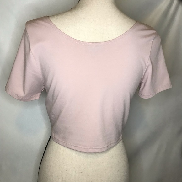 Topshop NWOT Crop Top Short Sleeve Blush Size 12 - Picture 3 of 7
